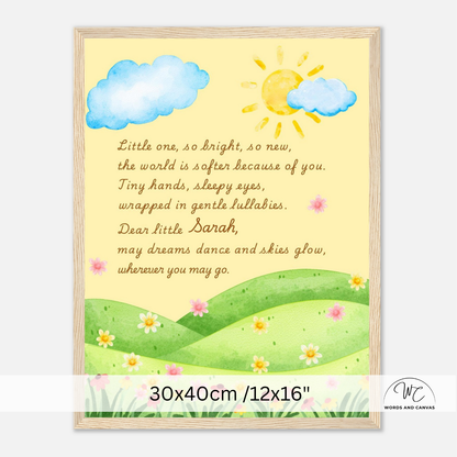 Meadow and flowers poem framed wall art