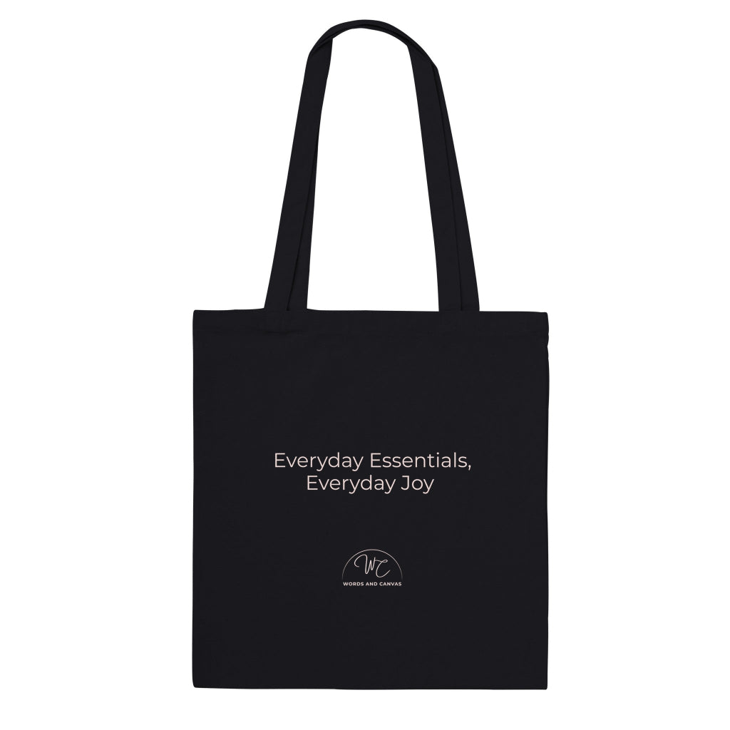 Black tote bag on a white background