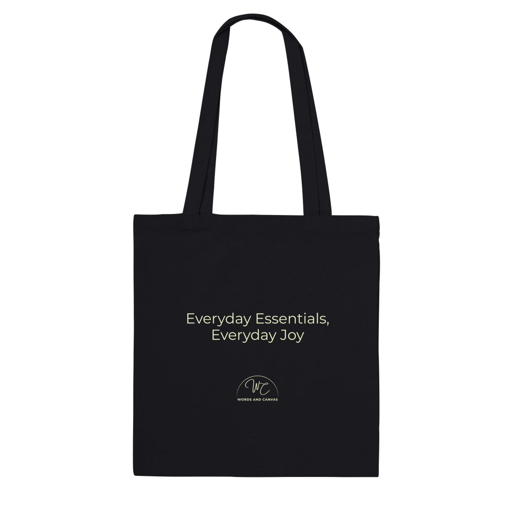 Black tote bag on a white background