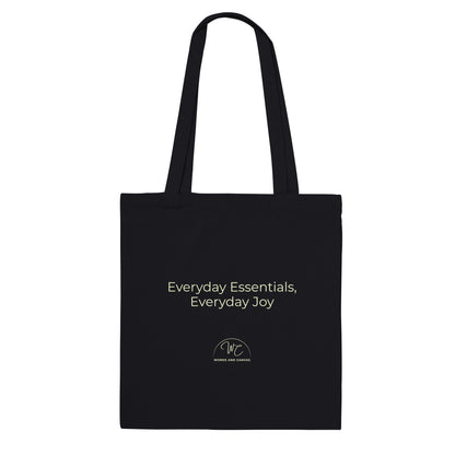 Black tote bag on a white background