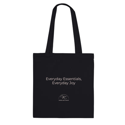 Black tote bag on a white background