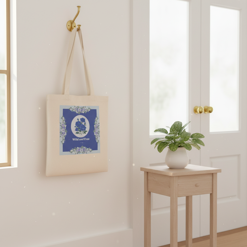 Wild and Free Natural Tote Bag Lifestyle