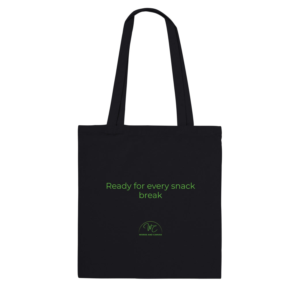 Black tote bag on a white background