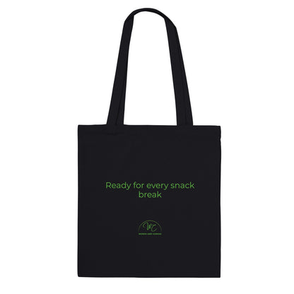 Black tote bag on a white background